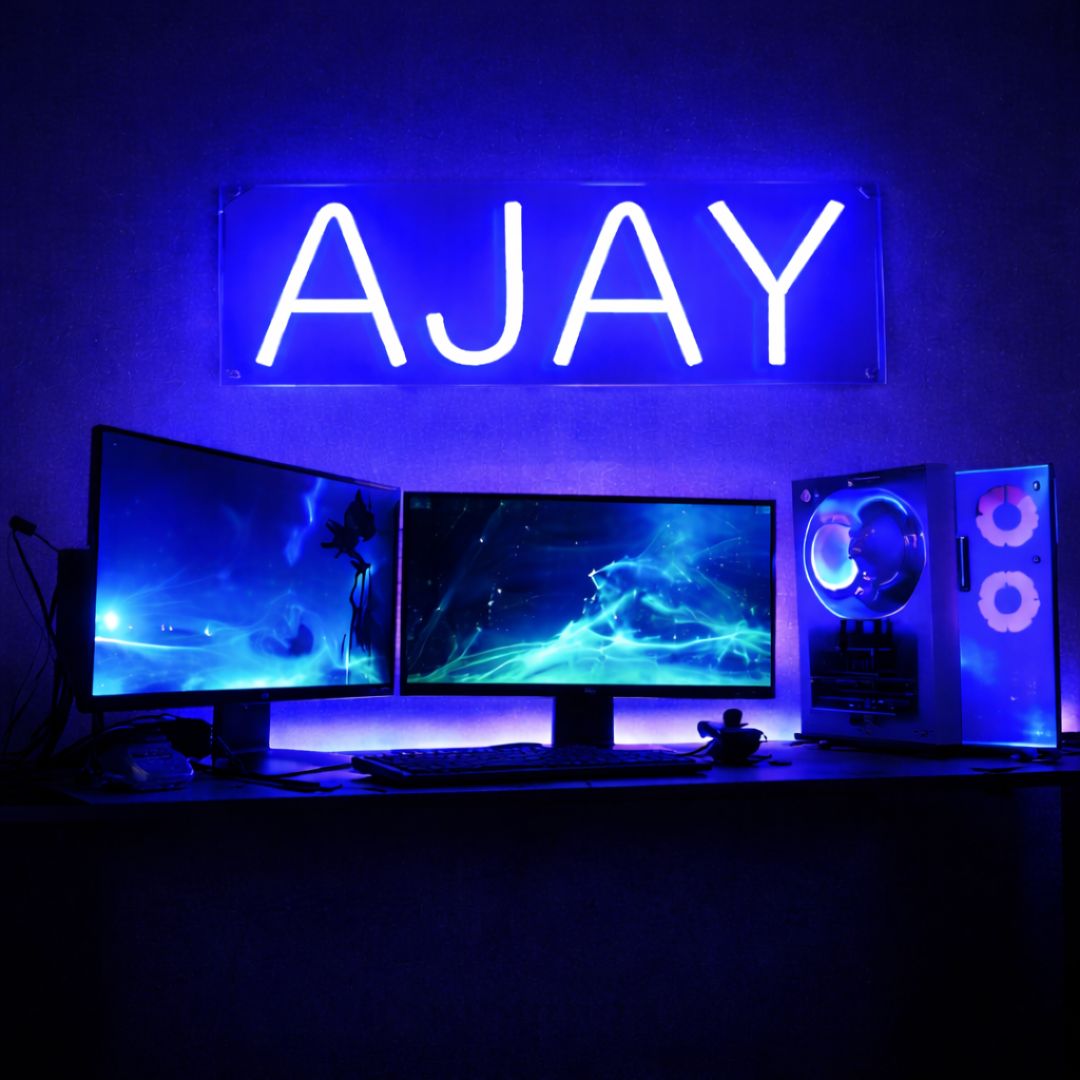 Ajay Custom Gaming Setup Name Sign