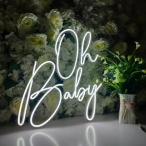 Baby Shower LED neon sign with pink and blue baby feet design for baby shower party decoration