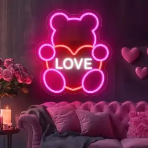 Love Bear Neon Sign romantic teddy bear wall decor