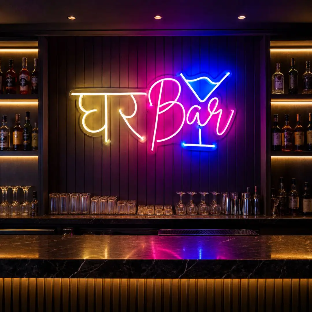 Ghar Bar Neon Sign for home bar decoration
