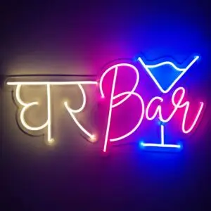 Ghar Bar Neon Sign premium wall decor